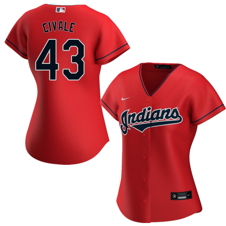 Nike Women #43 Aaron Civale Cleveland Indians Baseball Jerseys Sale-Red